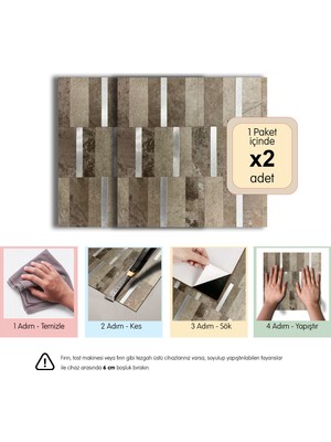 3D Kendinden Yapışkanlı Metal Kompozit Duvar Karosu 30 cm x 30 cm (2 Adet - 0,18 M²)
