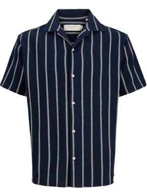 Jack & Jones Jorcoba Strıpe Resort Lacivert Erkek Gömlek 12271060