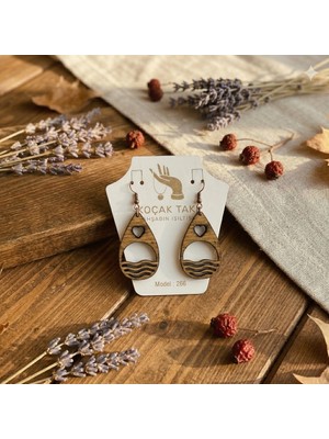 Koçak Takı Ahşap Küpe Modern Özgün Minimalist Takı Model No 266