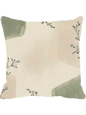 Queen Jera Çift Tarafı Baskılı Dekoratif Kırlent Kılıfı 43 x 43 cm - Minimal Dal Desenli