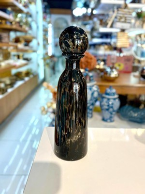 Çırpan Ev Siyah Cam Hareli Dekoratif Şişe/dekor 12X42CM