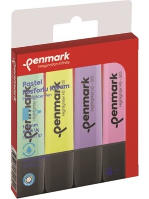 Penmark Fosforlu Kalem (İşaret Kalemi) 4 Renk Karışık Pastel Hs505-4P