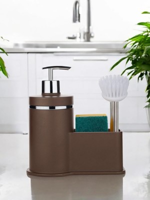 Okacih Hazneli Sıvı Sabunluk Mutfak Banyo Deterjanlık Soft Renkler Fırça Sünger Dahil Değildir 300 ml