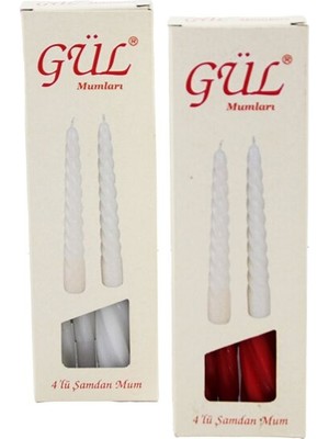 Timion 4pcs Şamdan - Burgulu Mum Beyaz - Renkli 17CM (5148)