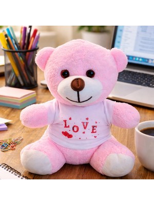 Marsilyan Love Tişörtlü Pembe Peluş Ayıcık