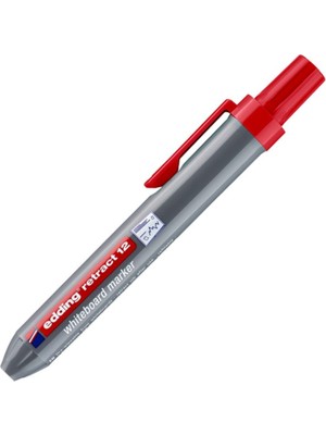 Edding Retract12 Beyaz Yazı Tahtası Kalemi 1,5-3Mm Yuvarlak Uçlu Kırmızı (10 Lu Paket)