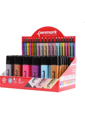 Penmark Fosforlu Kalem (İşaret Kalemi) 60 Lı Stand Simli Renkler