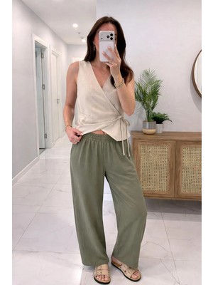 Lijuri Beli Lastikli Yarım Astarlı Rahat Pantolon 0135