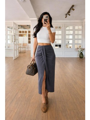 Lijuri Drape Detaylı Anvelop Etek 4089