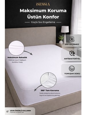 Isessia Aquasoft  Fitted Su Geçirmez Yatak Koruyucu Alez | Full Kenar | Tek Çift Battal Bebek Çocuk