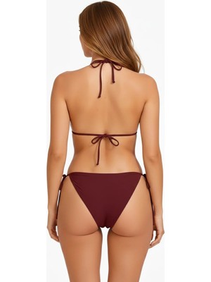 Sheviva Kadın Ipli Bikini Takımı Bordo Üçgen Kesim
