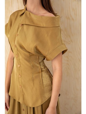 Kameya Asimetrik Yaka Bluz