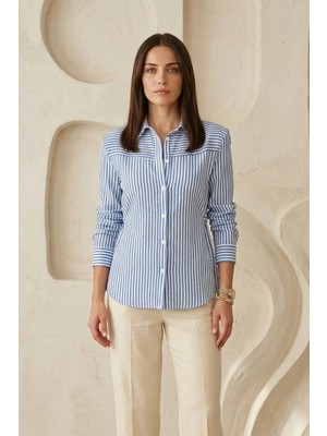 Retro Modern Vatkalı Çizgili Gömlek