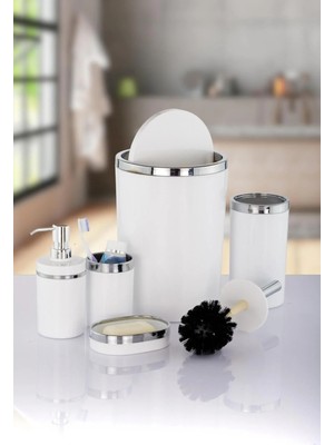 Okacih 5 Parça Lüks Akrilik Banyo Seti Krom Siyah ve Beyaz Renk Seçenekli