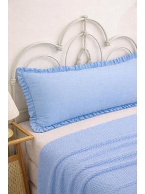 Altınpamuk Uzun Yastık Kılıfı Mavi Fırfırlı 50X135 cm