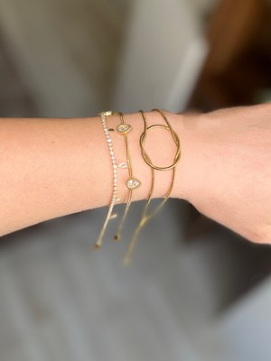 Stainless Steel Çelik Gold Bileklik 3'lüset