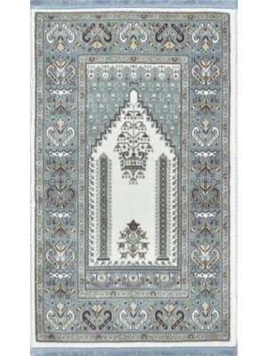 Gümüşsuyu Doqu 18359 Gri Antitoz Seccade Mavi - 80X130