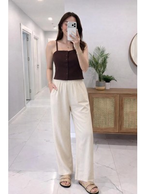 Lijuri Beli Lastikli Yarım Astarlı Rahat Pantolon 0135