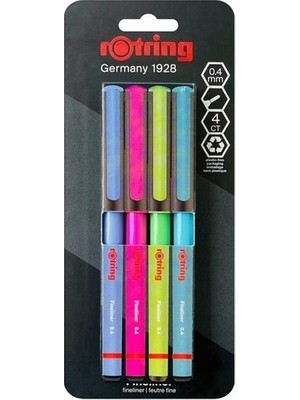 Rotring Liner Keçe Uçlu Kalem 0,4 Mm 4 Renk Blister Canlı Renkler 2166331