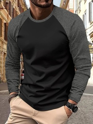 Stores36 Erkek Uzun Kollu Bisiklet Yaka Viskon Iki Iplik Sweat