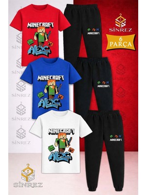 Çocuk Alex Orj Baskılı 3lü Tişort Eşofman Takımı