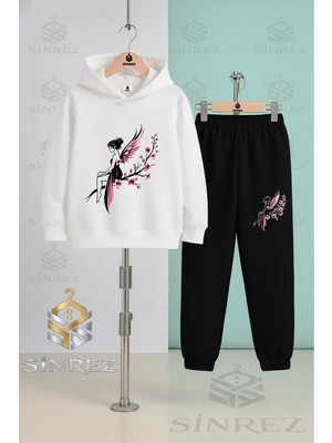 Çocuk Unısex Kız Cıcek Kelebek Kapşonlu Eşofman Takımı