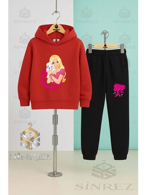 Çocuk Unısex Brbıa Elınde Kopek Kapşonlu Eşofman Takımı