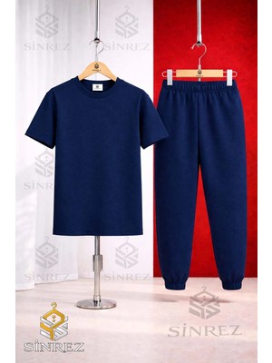 Çocuk Sade Baskılı Tişort Eşofman Takımı