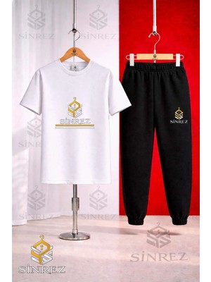 Çocuk Logo Alt Ikı Cızgı Baskılı Tişort Eşofman Takımı