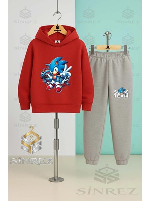 Çocuk Unısex Sonıc Oyun Konsollu Kapşonlu Eşofman Takımı