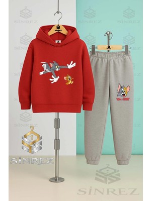 Çocuk Unısex Tom Jery Kovalamaca Kapşonlu Eşofman Takımı