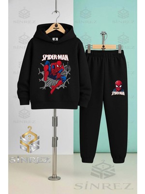 Çocuk Unısex Orumcek Adam Aglı Ag Atan Kapşonlu Eşofman Takımı