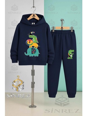 Çocuk Unısex Anımal Ust Uste Coklu Kapşonlu Eşofman Takımı