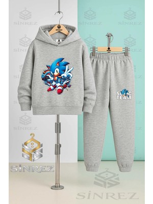 Çocuk Unısex Sonıc Oyun Konsollu Kapşonlu Eşofman Takımı