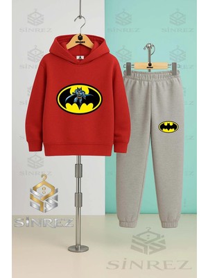Çocuk Unısex Batman Logo Icınde Kapşonlu Eşofman Takımı