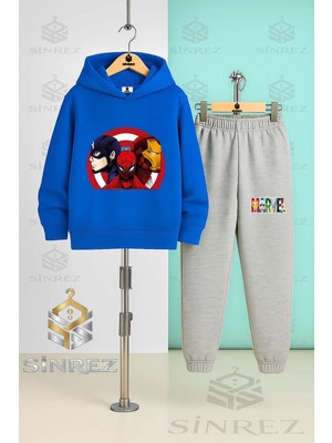 Çocuk Unısex Marvel 3lu Kalkan Icınde Kapşonlu Eşofman Takımı
