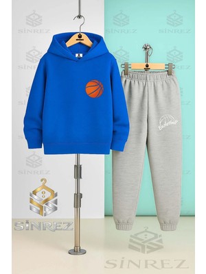 Çocuk Unısex Basketbol Truruncu Top Logo Kapşonlu Eşofman Takımı
