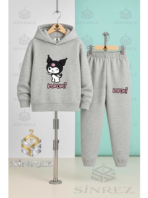 Çocuk Unısex Kuromı Goz Kırpan Sade Kapşonlu Eşofman Takımı