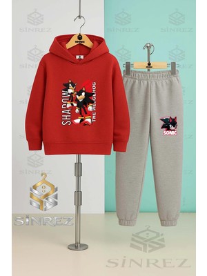 Çocuk Unısex Sonıc Syh 2lı Yanları Yazı Kapşonlu Eşofman Takımı