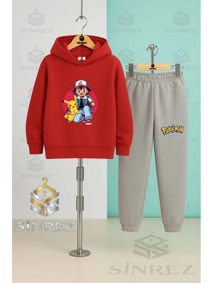 Çocuk Unısex Pokemon Eslı Kapşonlu Eşofman Takımı