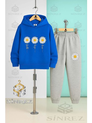 Çocuk Unısex Papatya 3lu Yazıl Kapşonlu Eşofman Takımı