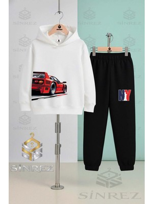Çocuk Unısexaraba Kırmızı Sag Yan Kapşonlu Eşofman Takımı