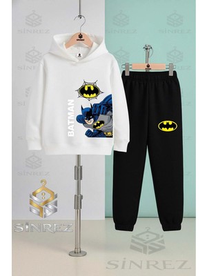 Çocuk Unısex Batman Yan Yumruk Yazı Byk Kapşonlu Eşofman Takımı