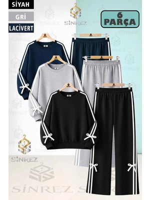 Kurdelelı Fiyonk Detaylı Sıfır Yaka Kız Cocuk 3lu Esortman Takımı