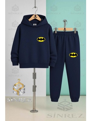Çocuk Unısex Batman Alt Ust Logolu Kapşonlu Eşofman Takımı