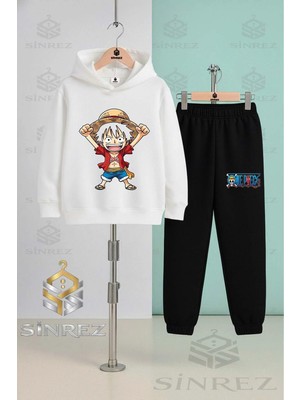Çocuk Unısex Anıme One Pıece Eller Yukarı Kapşonlu Eşofman Takımı