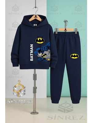 Çocuk Unısex Batman Yan Yumruk Yazı Byk Kapşonlu Eşofman Takımı