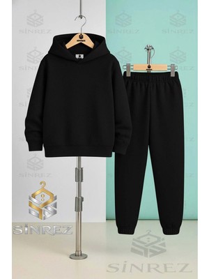 Çocuk Unısex Kışlık Sade Kapşonlu Eşofman Takımı