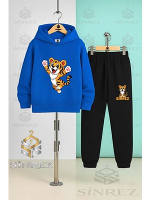Çocuk Unısex Kaplan Eller Havada Baskılı Kapşonlu Eşofman Takımı