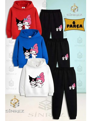 Çocuk Unısex Kuromı My Melodı 2lı 3'lü Kapşonlu Eşofman Takımı